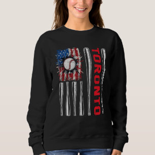 Patriotic Toronto Softball US American Flag Baseba Sweatshirt