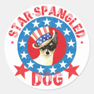 Patriotic Toy Fox Terrier Classic Round Sticker