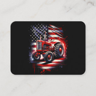 Patriotic Tractor 4th of July American Flag Farmer Business Card
