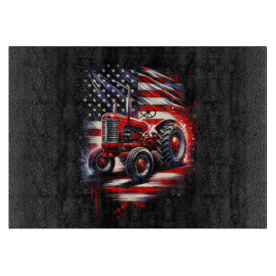 Patriotic Tractor 4th of July American Flag Farmer Cutting Board