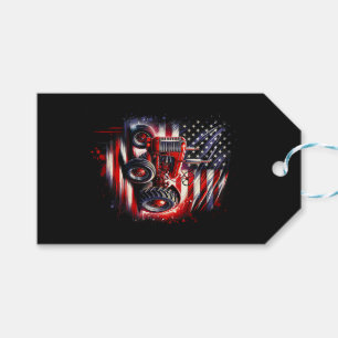 Patriotic Tractor 4th of July American Flag Farmer Gift Tags