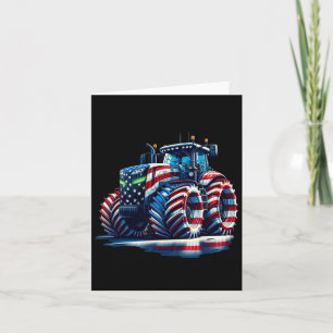 Patriotic Tractor American Flag  Card