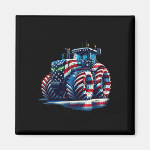 Patriotic Tractor American Flag Magnet