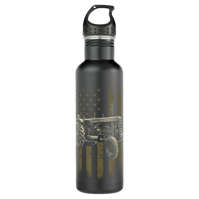 Patriotic Tractor American Flag Tractor Farm Gift  710 Ml Water Bottle (Front)