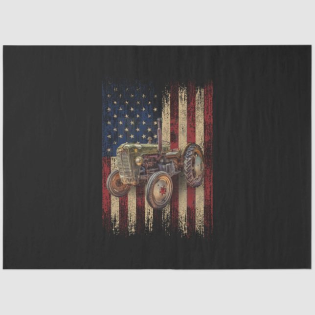 Patriotic Tractor American Flag Tractor Farm Gift Tissue Paper (Front)