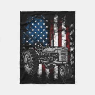 Patriotic Tractor American Flag Tractor Farm Usa F Fleece Blanket