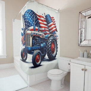 Patriotic Tractor Shower Curtain