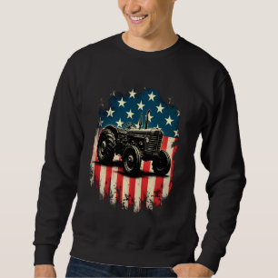 Patriotic Tractor USA Flag Farm Pride Sweatshirt