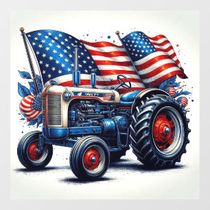 Patriotic Tractor Window Cling
