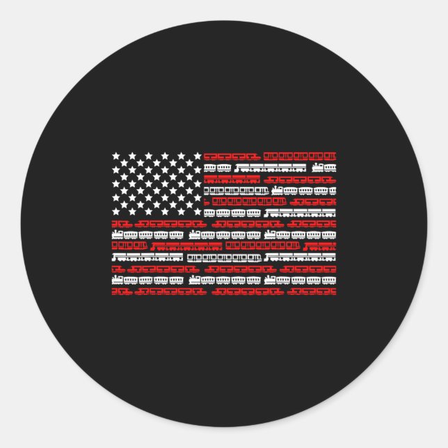 Patriotic Trains Flag For Train Enthusiasts And Ho Classic Round Sticker (Front)