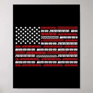 Patriotic Trains Flag For Train Enthusiasts And Ho Poster