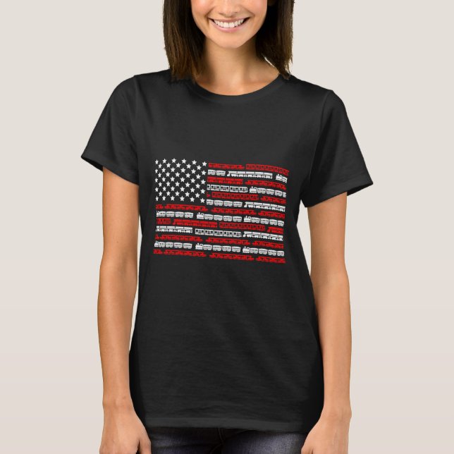 Patriotic Trains Flag For Train Enthusiasts And Ho T-Shirt (Front)