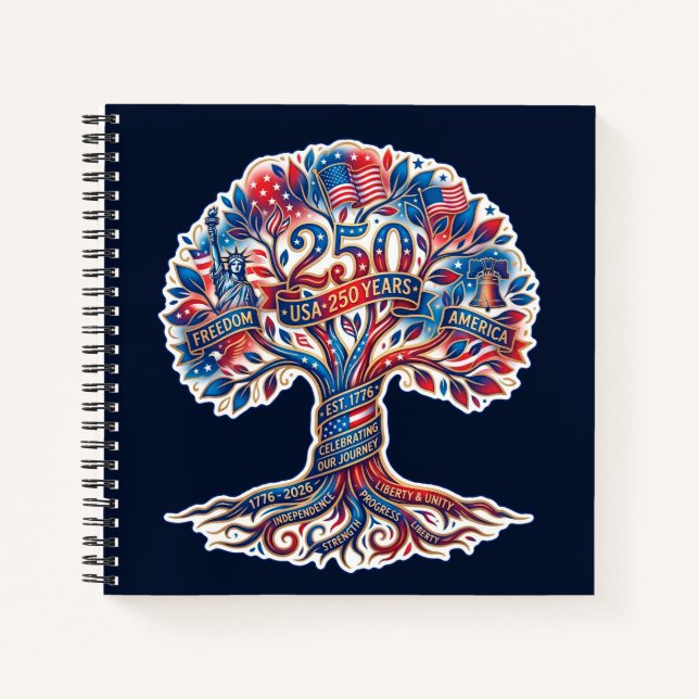 Patriotic Tree for America's 250th anniversary Notebook (Front)