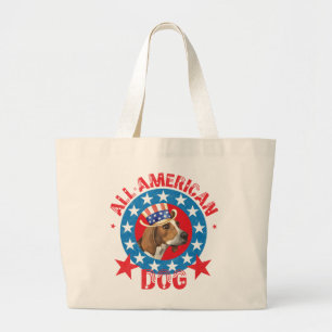Patriotic Treeing Walker Large Tote Bag