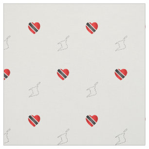 Patriotic Trinidad & Tobago Heart Flag and Map Fabric