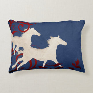 Patriotic Trotting Horses Pattern Decorative Cushion