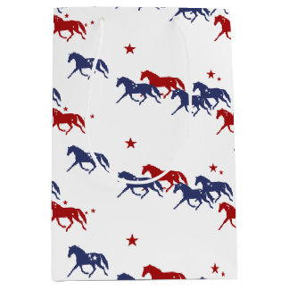 Patriotic Trotting Horses Pattern Medium Gift Bag