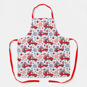 Patriotic truck and fireworks pattern  apron