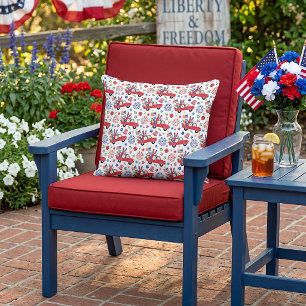 Patriotic truck and fireworks pattern cushion