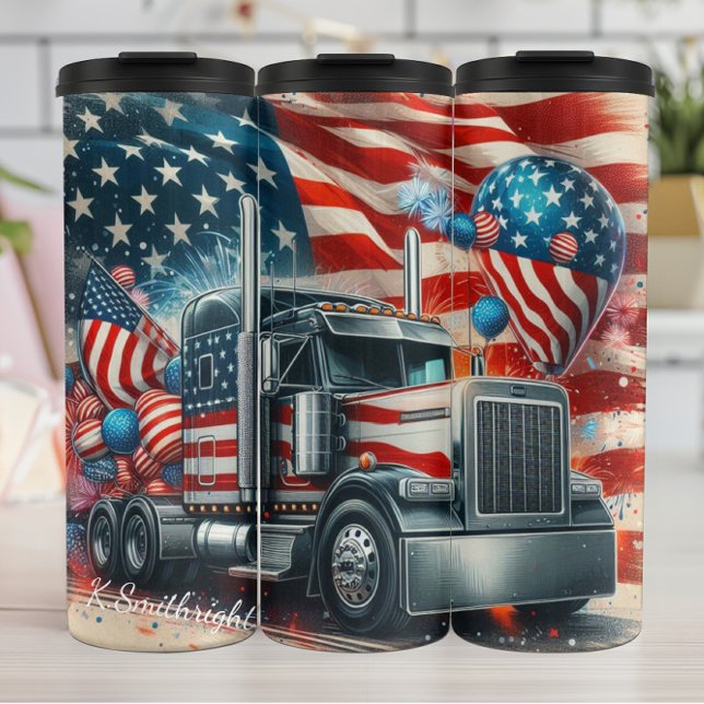 Patriotic Truck Fireworks Celebration Thermal Tumbler (Creator Uploaded)