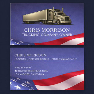 Patriotic Trucking Company Owner Truck  Business Card
