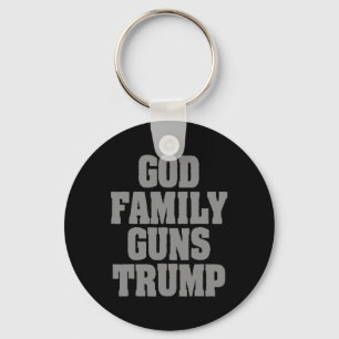 Patriotic Trump God Family Guns Trump  Key Ring