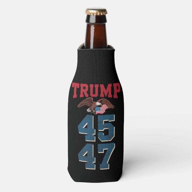 Patriotic Trump Won 45 and 47 Victory Winner Trump Bottle Cooler (Bottle Front)