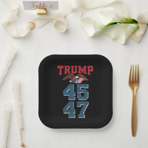 Patriotic Trump Won 45 and 47 Victory Winner Trump Paper Plate