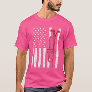 Patriotic Trumpeter 4Th Of July Us Flag Trumpet T-Shirt