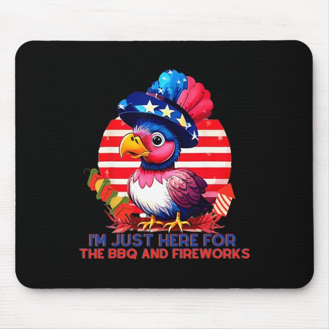 Patriotic Turkey 4th Of July Bbq Fireworks Party  Mouse Pad (Front)