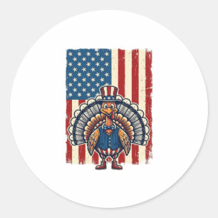 Patriotic Turkey Flag Vintage Engraving Shirt Desi Classic Round Sticker