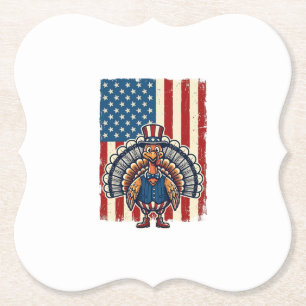 Patriotic Turkey Flag Vintage Engraving Shirt Desi Paper Coaster