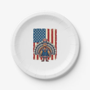 Patriotic Turkey Flag Vintage Engraving Shirt Desi Paper Plate