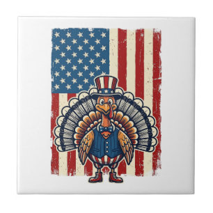 Patriotic Turkey Flag Vintage Engraving Shirt Desi Tile