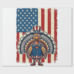 Patriotic Turkey Flag Vintage Engraving Shirt Desi Wrapping Paper