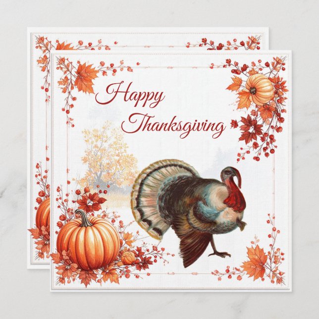 Patriotic Turkey Thanksgiving Invitation (Front/Back)