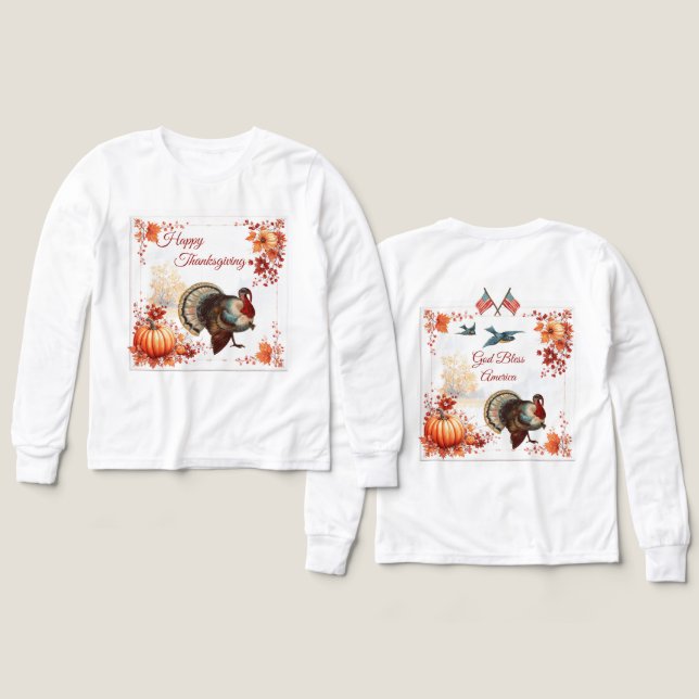 Patriotic Turkey Thanksgiving Kids (Design Front & Back)