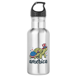 Patriotic Turtle America Vintage Engraving Design_ 532 Ml Water Bottle