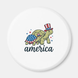 Patriotic Turtle America Vintage Engraving Design_ Magnet
