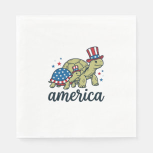 Patriotic Turtle America Vintage Engraving Design_ Napkin