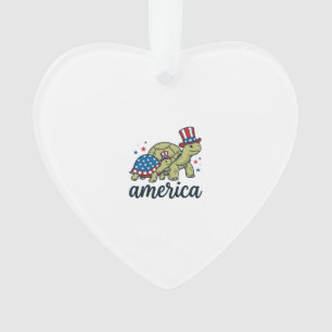 Patriotic Turtle America Vintage Engraving Design_ Ornament