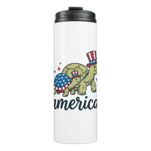Patriotic Turtle America Vintage Engraving Design_ Thermal Tumbler