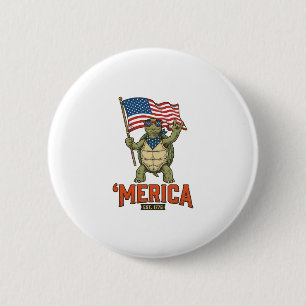 Patriotic Turtle ‘Merica Vintage Vector 6 Cm Round Badge