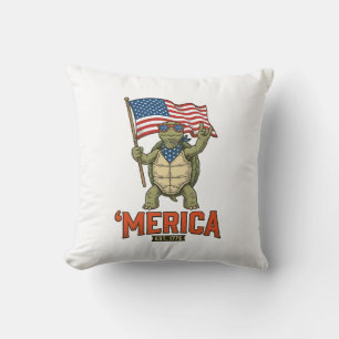 Patriotic Turtle ‘Merica Vintage Vector Cushion