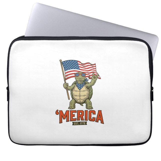 Patriotic Turtle ‘Merica Vintage Vector Laptop Sleeve (Front)