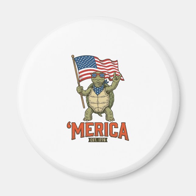 Patriotic Turtle ‘Merica Vintage Vector Magnet (Front)
