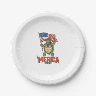 Patriotic Turtle ‘Merica Vintage Vector Paper Plate