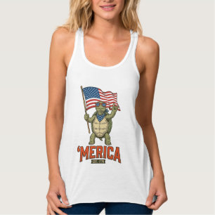 Patriotic Turtle ‘Merica Vintage Vector Singlet