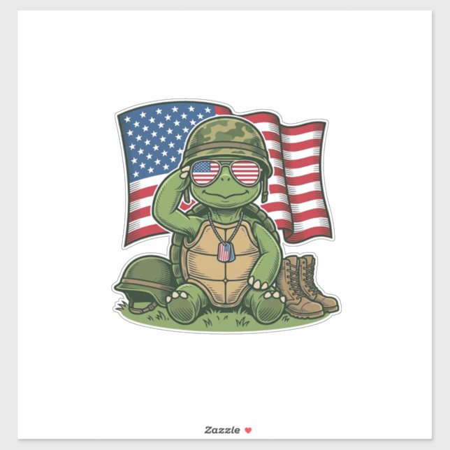 Patriotic Turtle Salute Vector Design_1 (Sheet)