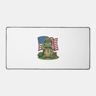 Patriotic Turtle Salute Vector Design_1 Desk Mat